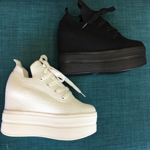 All Black Platform Sneaker Wedge - Picture 4 of 5